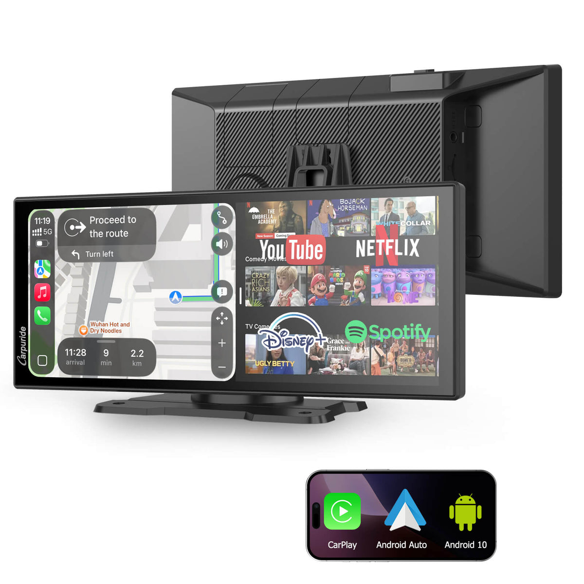 CARPURIDE W125P Portable Wireless Car Stereo, Support Install Pre-inst
