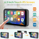 Carpuride W603D Wireless Portable Motorcycle Stereo with HD Dual Cameras