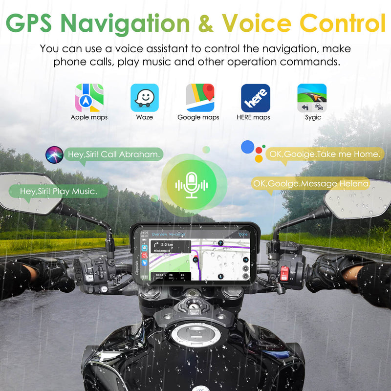 Carpuride W603D Wireless Portable Motorcycle Stereo with HD Dual Cameras