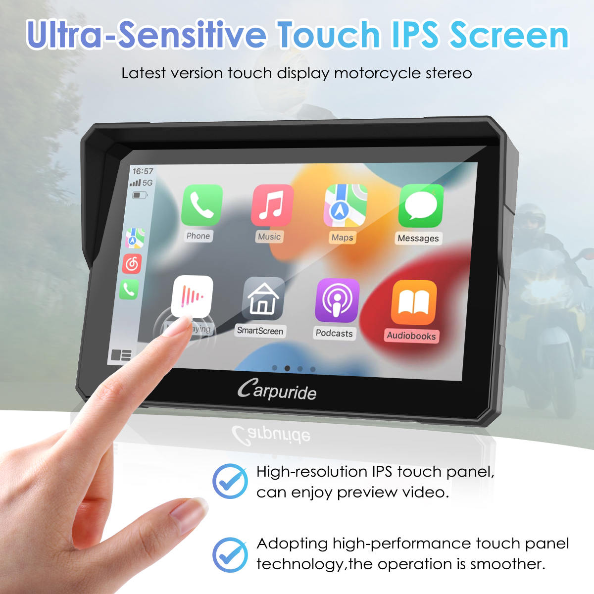 Carpuride W702 Schermo Moto Con CarPlay Wireless E Android Auto - 7 Pollici Impermeabile IP67, Bluetooth, GPS - Foto 6