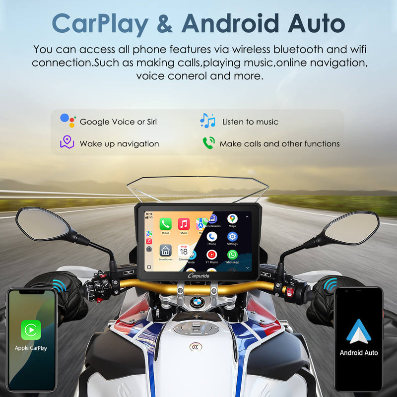 Carpuride-W702BS apple carplay and android auto on BMW motorrad