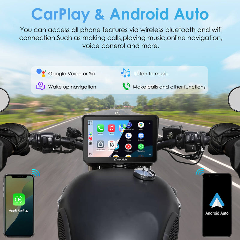 Carpuride W702S motorcycle stereo with universal mounting bracket BM05 - similar to BMW Motorrad navigation base