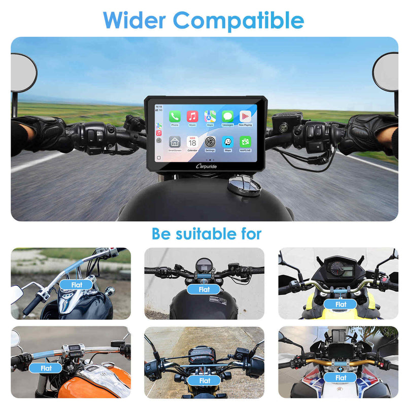 Carpuride W702S motorcycle stereo with universal mounting bracket BM05 - similar to BMW Motorrad navigation base