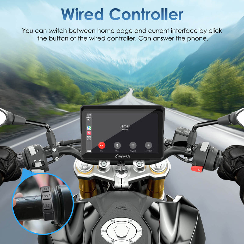 Carpuride W702S motorcycle stereo with universal mounting bracket BM05 - similar to BMW Motorrad navigation base