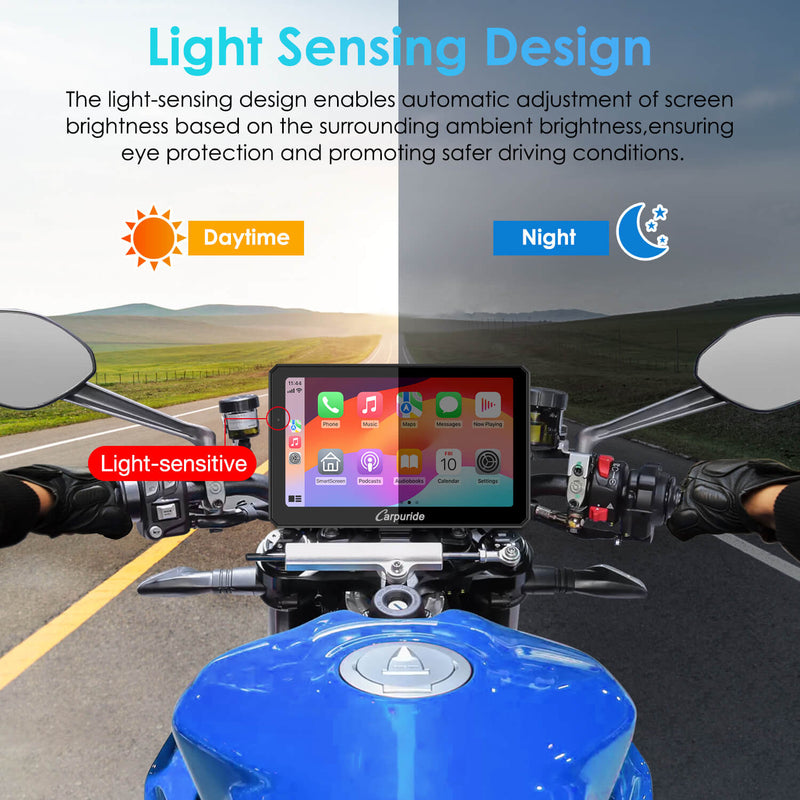 Carpuride W712D Motorcycle Stereo with GPS Navigation & Dash Cam