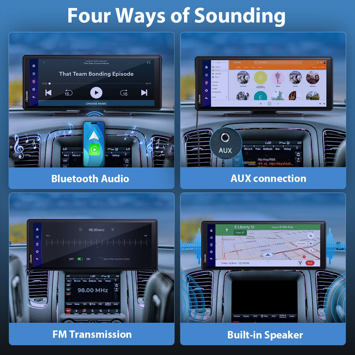 CARPURIDE W903 Plus Portable Wireless Car Stereo, Support Install Apps