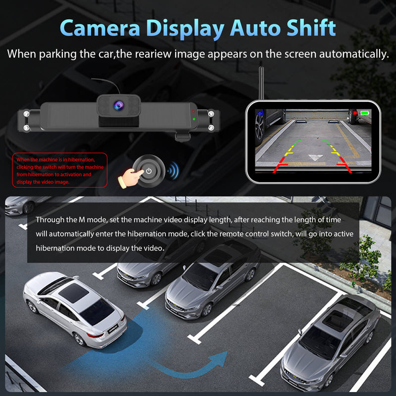 Carpuride WF02 Solar-Powered Wireless Backup Camera- Easy Install | HD Night Vision | Universal Fit