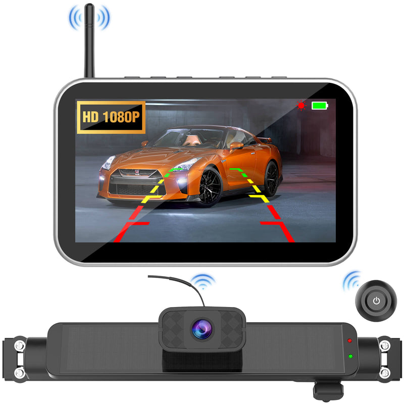 Carpuride WF02 Solar-Powered Wireless Backup Camera- Easy Install | HD Night Vision | Universal Fit