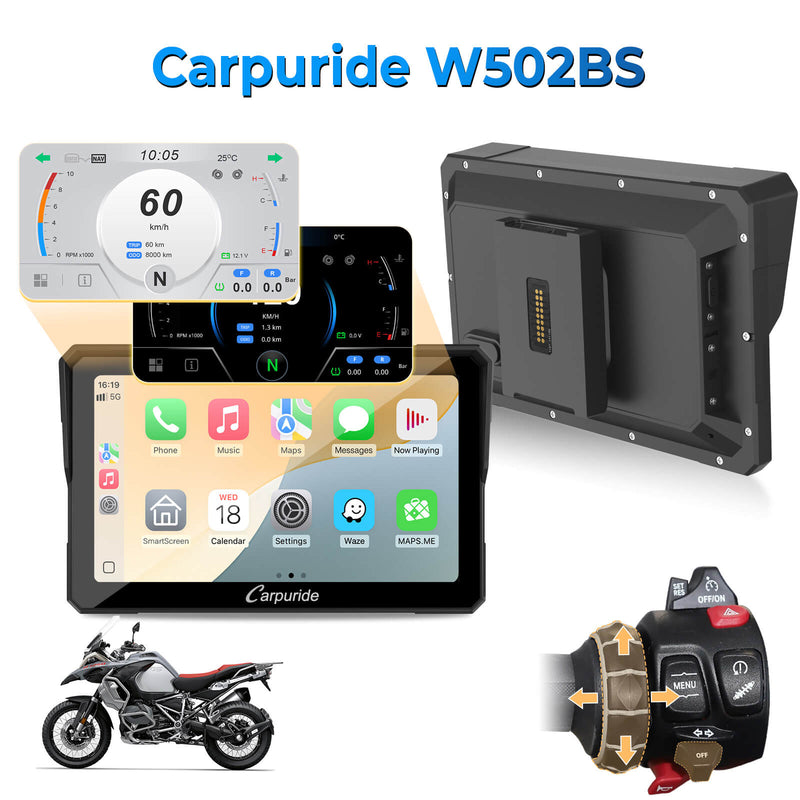 Carpuride W702BS/502BS Motorcycle Stereo – Compatible with Select Control Systems(Fits Select Models, See Details)