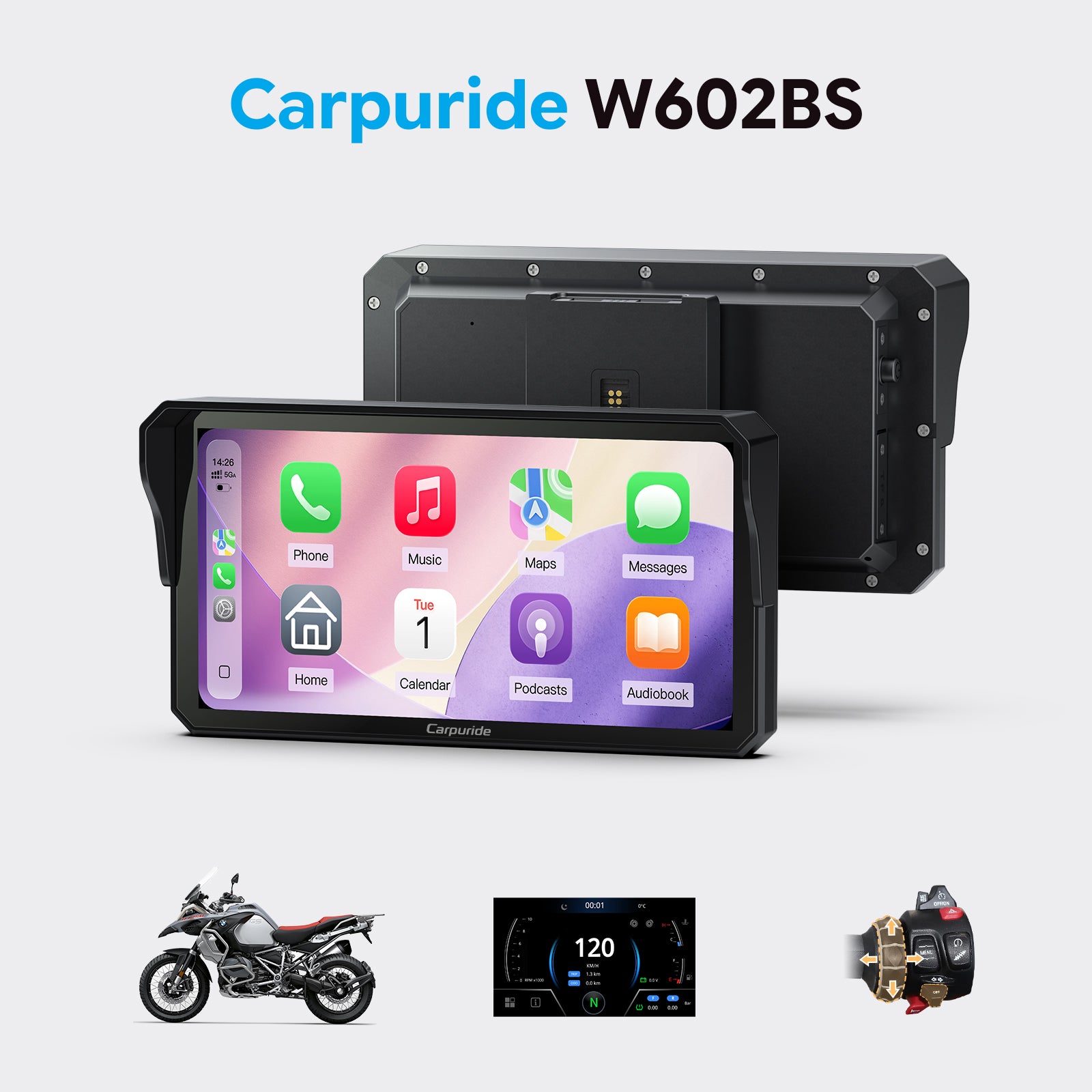 Carpuride CarPlay Screens for Motorcycles & Cars – Wireless & Portable