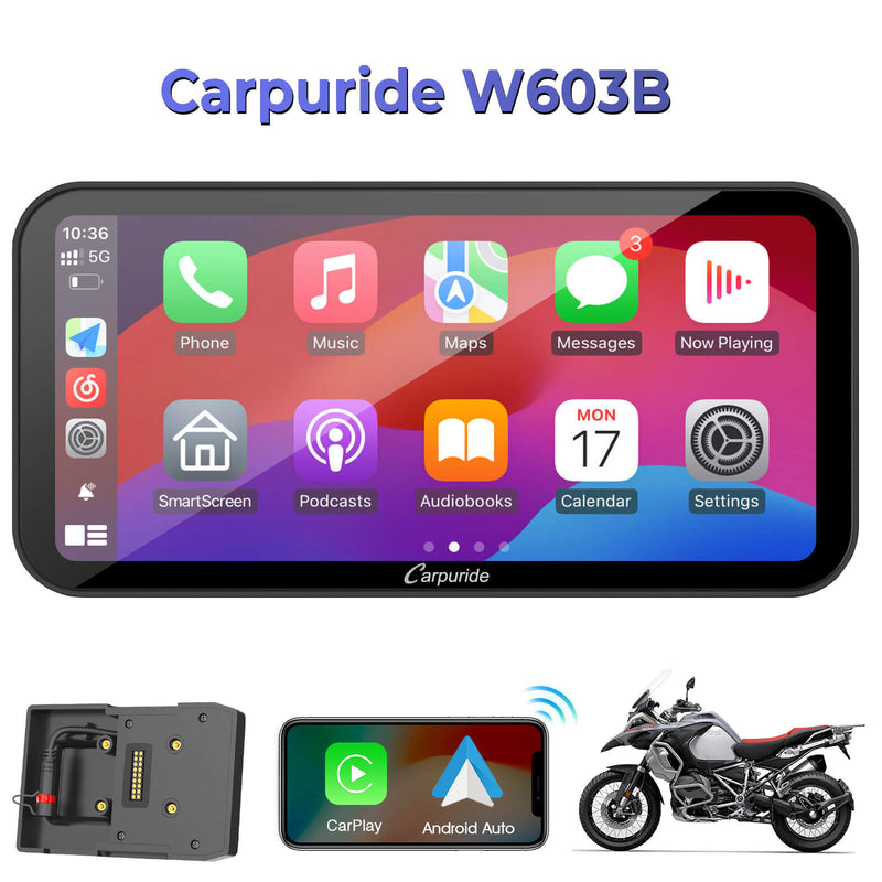 Carpuride W603B Wireless Portable Motorcycle Stereo with BMW Motorcycles Bracket