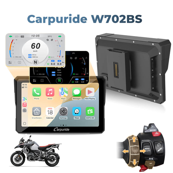Carpuride W702BS/502BS Motorcycle Stereo – Compatible with Select Control Systems(Fits Select Models, See Details)