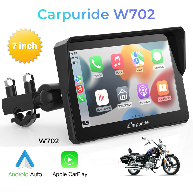 Carpuride W702-7 inch motorcycle bluetooth speaker with apple carplay & android auto