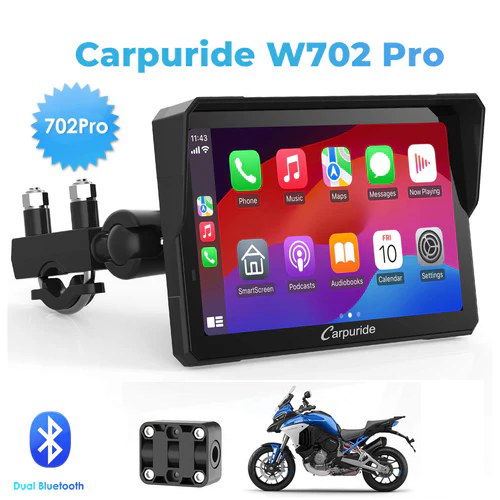 Carpuride W502/W702 Pro Motorcycle CarPlay Stereo - TPMS Opt - vue détaillée