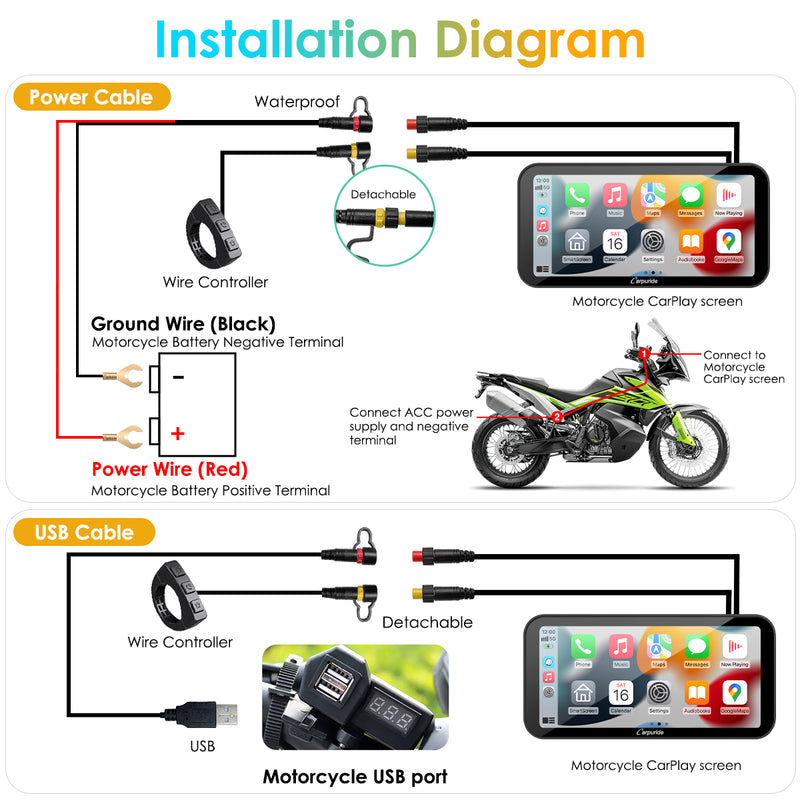 Carpuride W603 Wireless Portable Waterproof IP67 Motorcycle Stereo