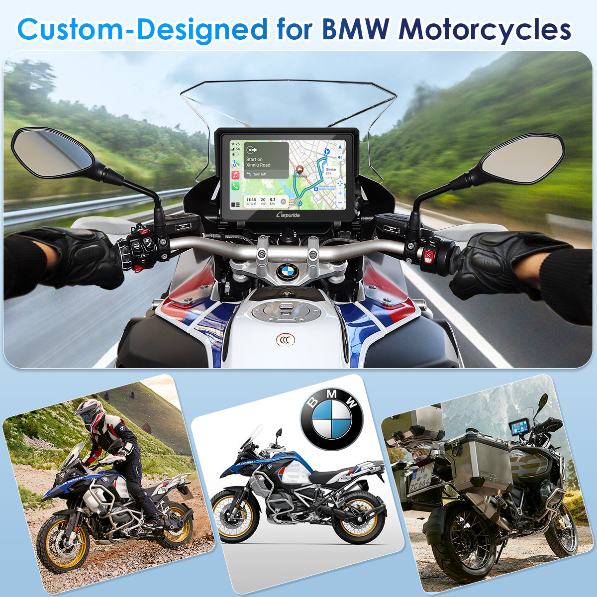 Portable Motorcycle Stereo | BMW Motorcycle CarPlay | W502B Touch Screen