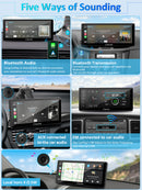 5 ways of sounding: bt audio, bluetooth transmission, local horn, aux connection, FM transmission