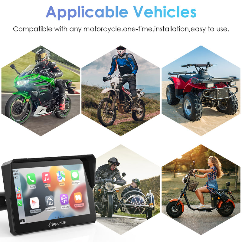 Carpuride W702 for Motorcycle, 7 inch Waterproof Touchscreen, Portable  Apple Carplay/Android Auto GPS Navigation for Motorbike, Support Dual  Bluetooth, Car GPS, Siri, Google Assistant, TF-64G : Electronics 