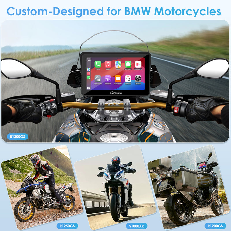 Carpuride W702B Pro Wireless Portable Upgraded Dual Bluetooth Waterproof IP67 Motorcycle Stereo, with Intercom function, Compass/Barometer, BMW Motorcycles Bracket