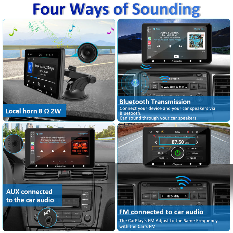 CARPURIDE W708 Pro Portable Smart Multimedia Dual Bluetooth Dashboard