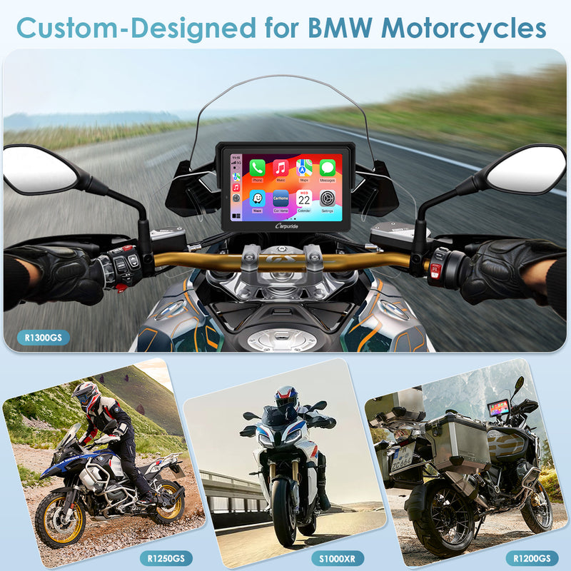 Carpuride W502B Pro Wireless Portable Upgraded Dual Bluetooth Waterproof IP67 Motorcycle Stereo, with Intercom function, Compass/Barometer, BMW Motorcycles Bracket