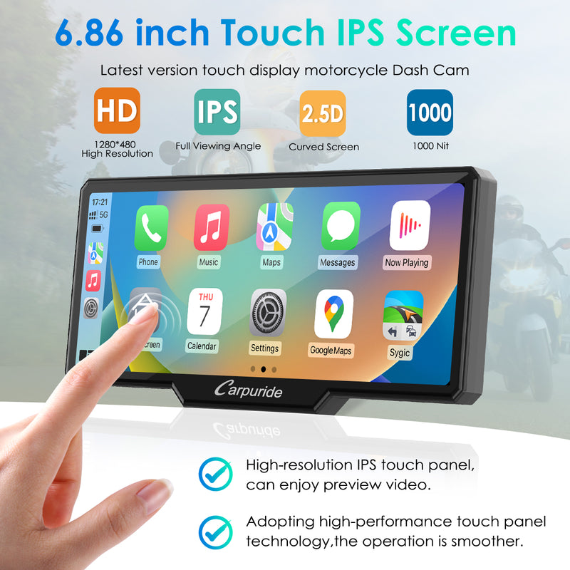 6.86 inch touch IPS screen, high resolution and smoother operation without taking off your gloves
