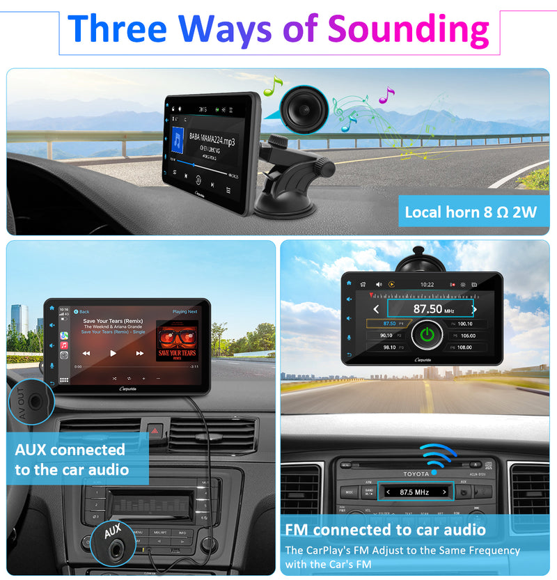 CARPURIDE W707 Wireless Portable Car Stereo  with Steering Wheel Control