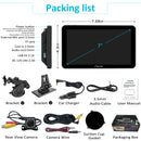 packing list: 7 inch car screen, car charger, mount brackets, rear view camera, etc.