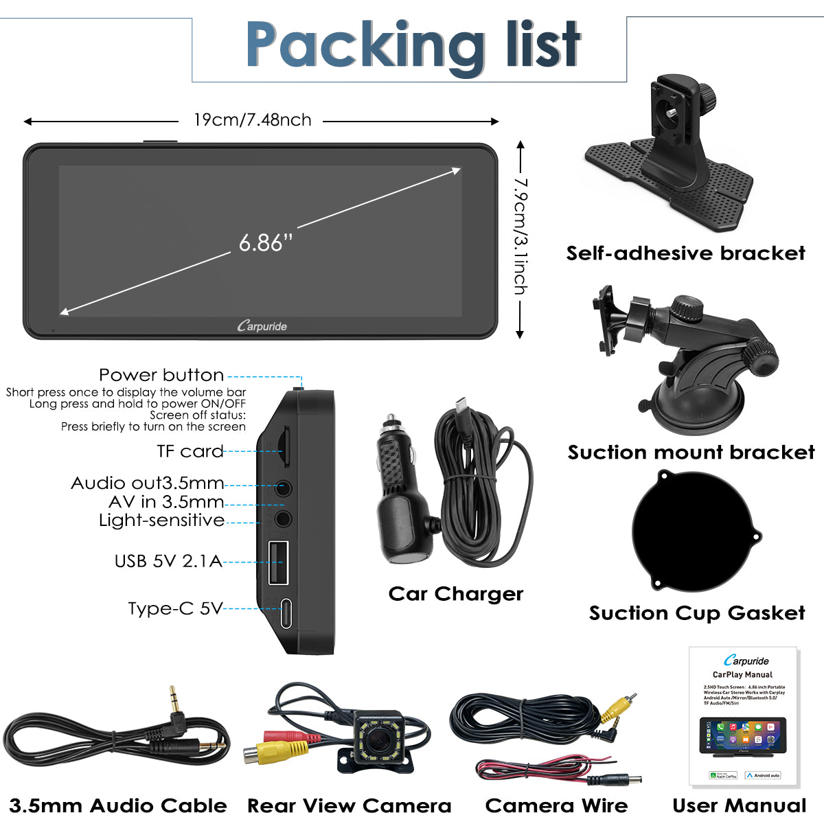 Screen Dashboard Car & Car Stereo Touch Screen with Backup Camera
