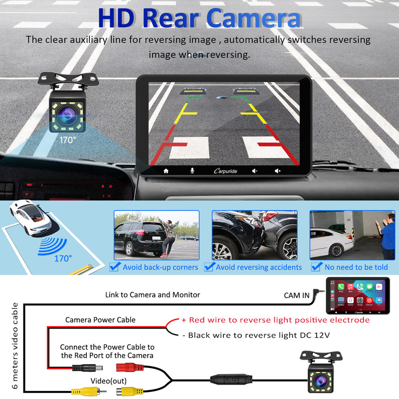 CARPURIDE W708 Pro Portable Smart Multimedia Dual Bluetooth Dashboard Console With Backup Camera