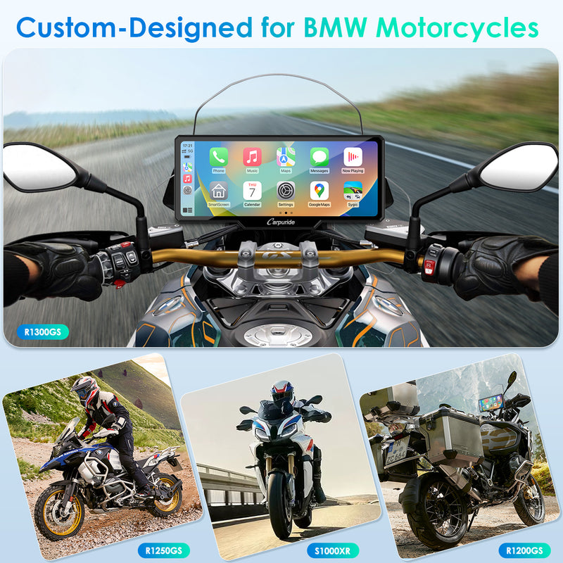 with BMW bracket custom-designed for BMW motorcycles like R1300GS, R1250GS, S1000XR, R1200GS