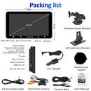 packing list: 7 inch car screen, car charger, mount brackets, rear view camera, etc.