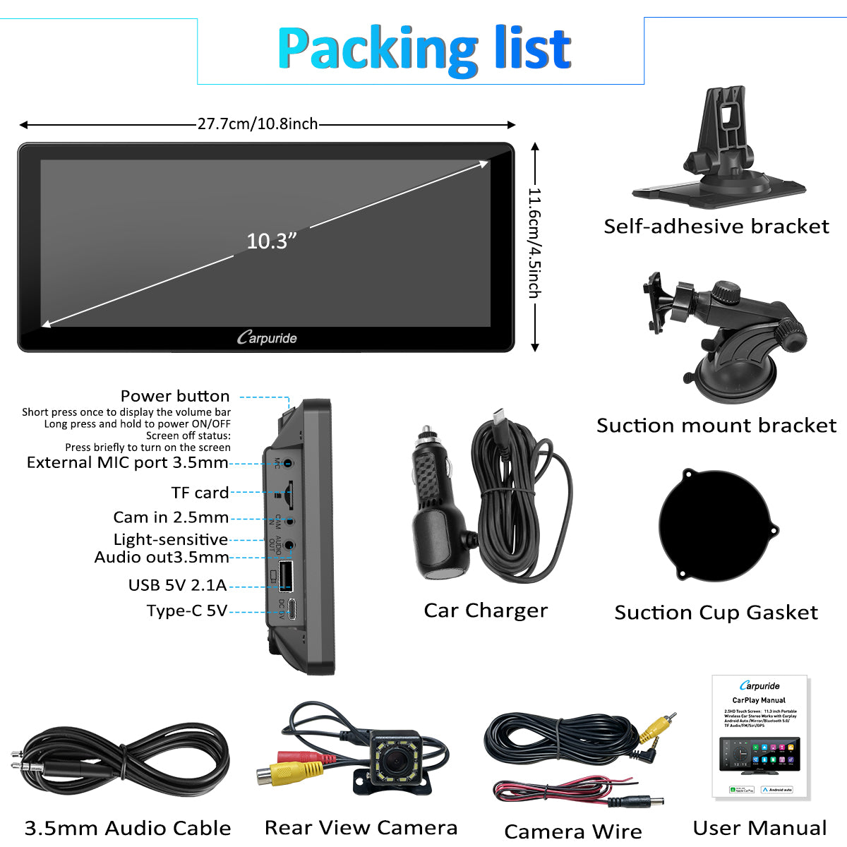 Car Stereo with Bluetooth Backup Camera & GPS