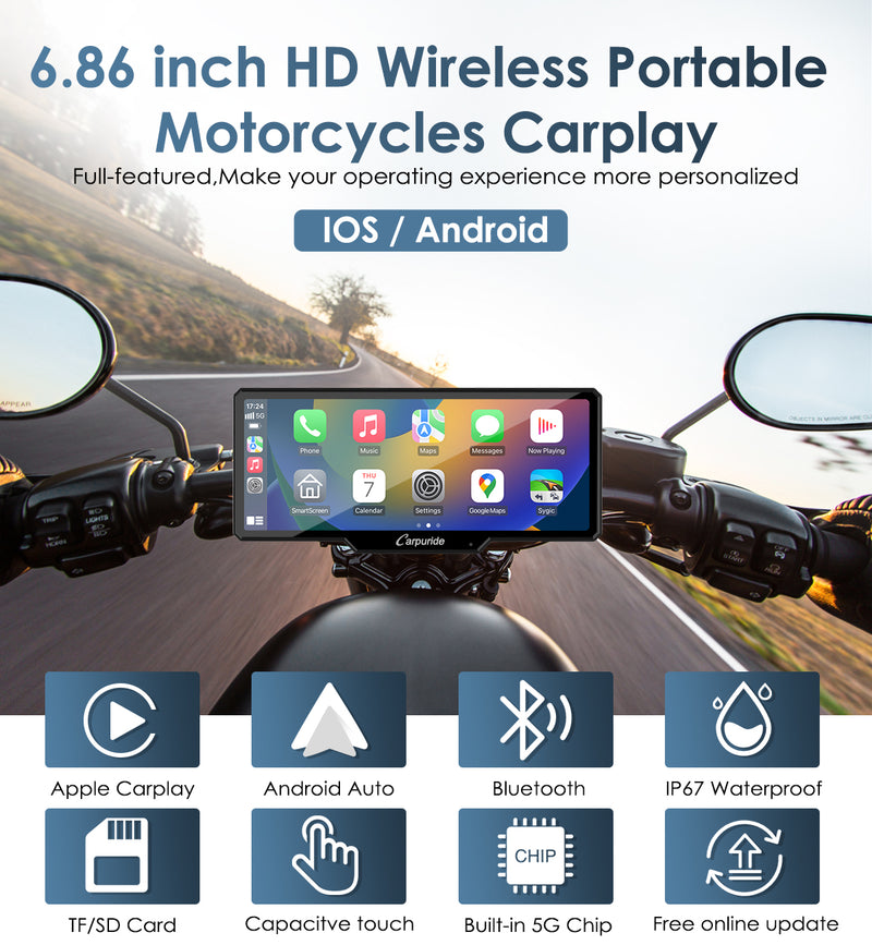 6.86 inch full HD wireless portable car stereo support both IOS & Android system