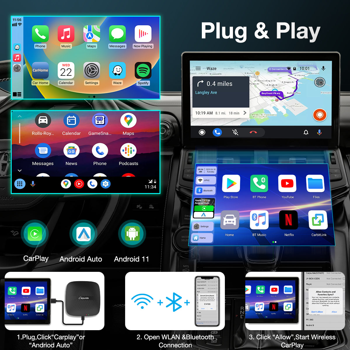 Amazon.co.jp: KASUVAR カスワー carplay ai box 純正カーナビで