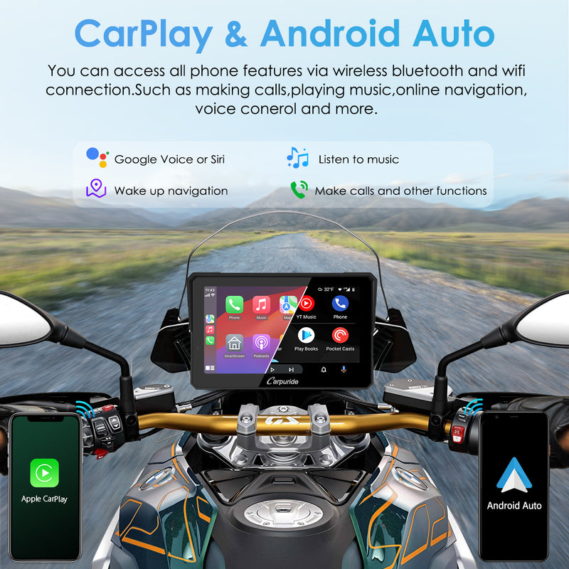 Carpuride W702B Pro Wireless Portable Upgraded Dual Bluetooth Waterproof IP67 Motorcycle Stereo, with Intercom function, Compass/Barometer, BMW Motorcycles Bracket