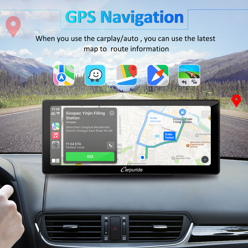 with carplay/ android auto connection to portable car stereo system, get latest map for routing