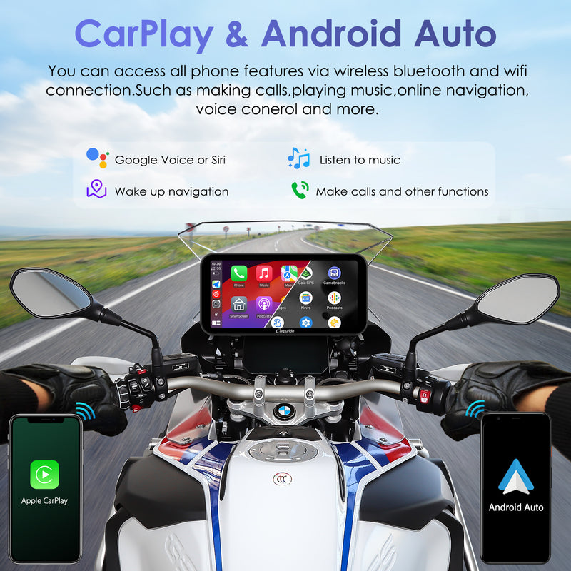 Carpuride W603B Wireless Portable Motorcycle Stereo with BMW Motorcycles Bracket