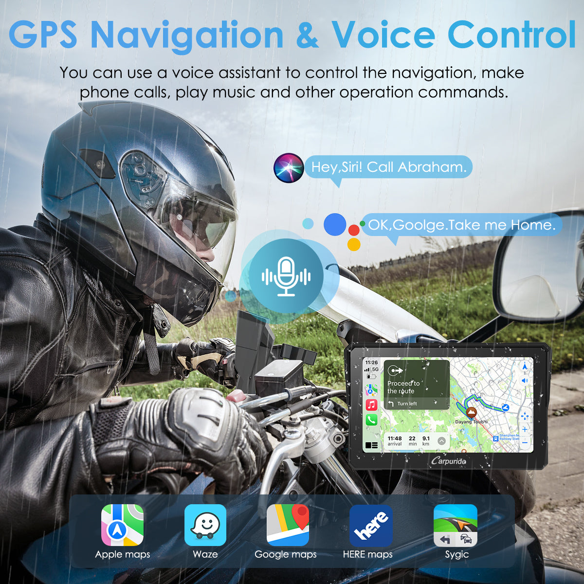 Carpuride W502 Pro / W702 Pro Wireless Motorcycle Stereo with Optional TPMS