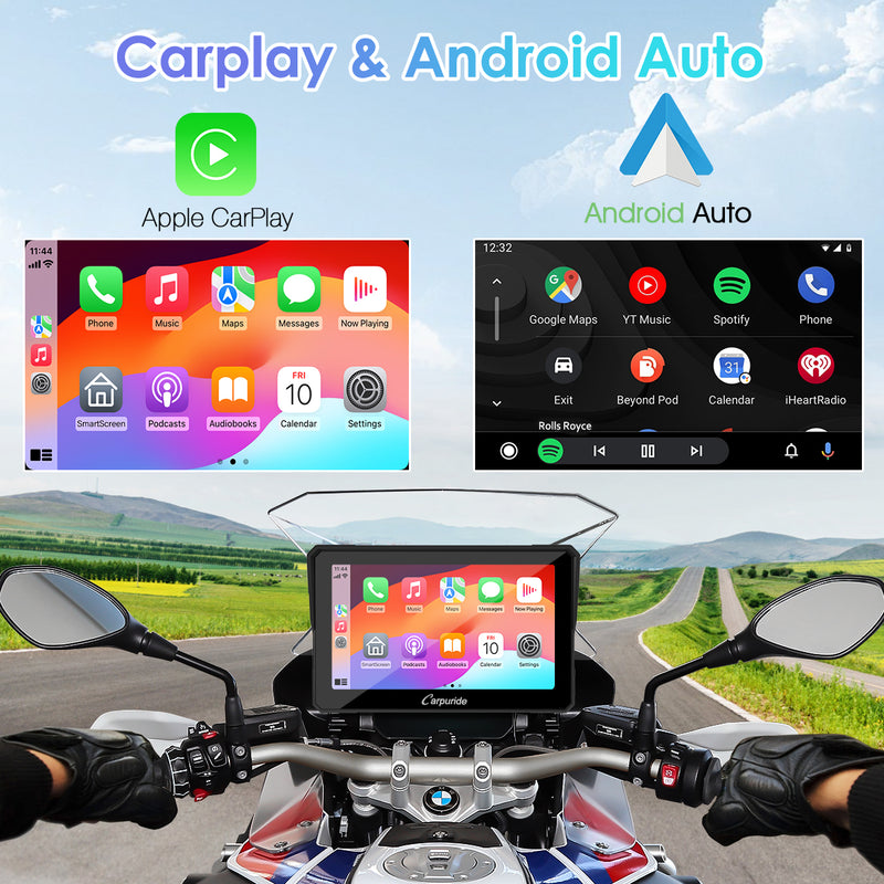 Carpuride W702B Wireless Portable Motorcycle Stereo with BMW Motorcycles Bracket