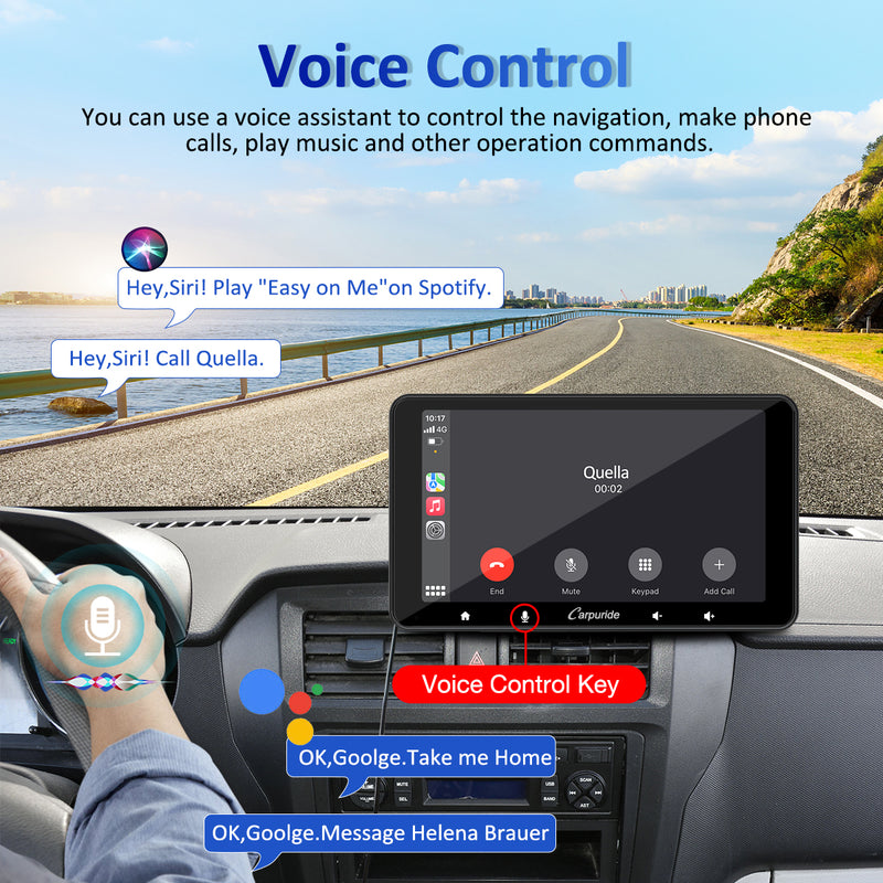 CARPURIDE W708 Wireless Portable Car Stereo with Steering Wheel Control