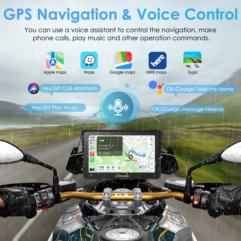 Control navigation with voice assistant, supporting apps like Apple maps, Waze, Google Maps, Sygic, HERE, etc.
