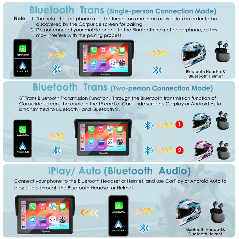 best motorcycle gps support 3 ways to connect Bluetooth headset or helmet. 