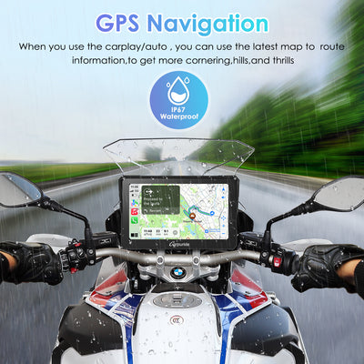 Carpuride W702B/W502B Wireless CarPlay Motorcycle Stereo | IP67