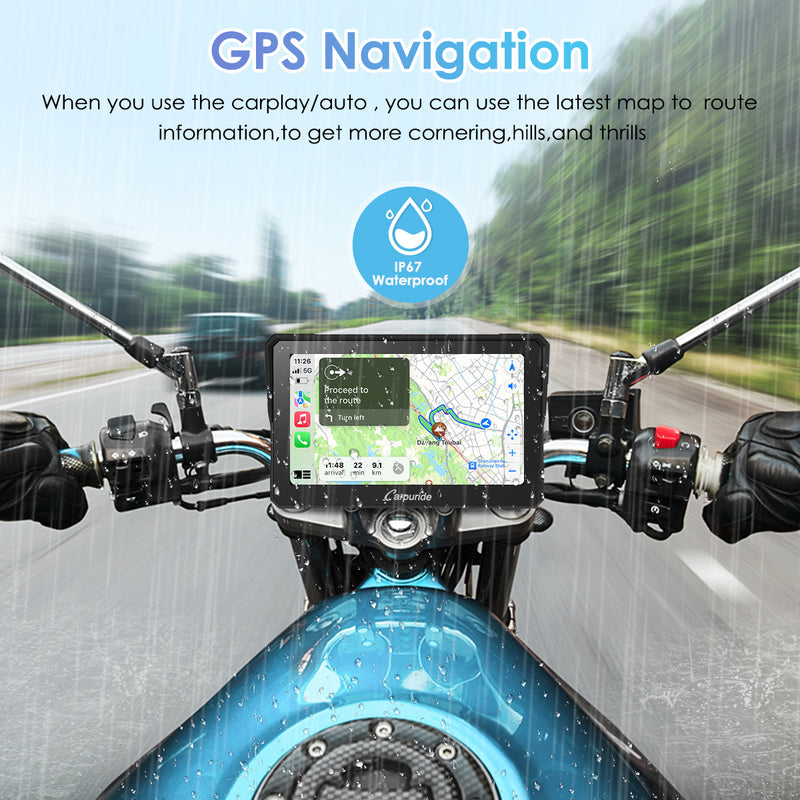 Carpuride W502 Motorrad GPS Inalámbrico Portátil con Apple Carplay