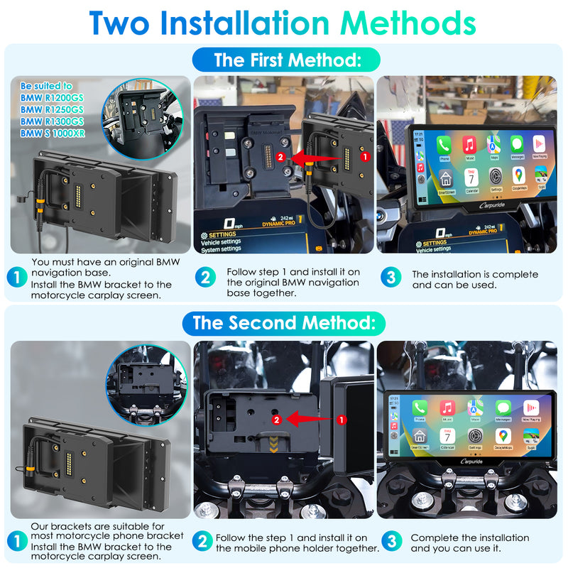 Carpuride W619B Wireless Portable Motorcycle Stereo with BMW Motorcycles Bracket