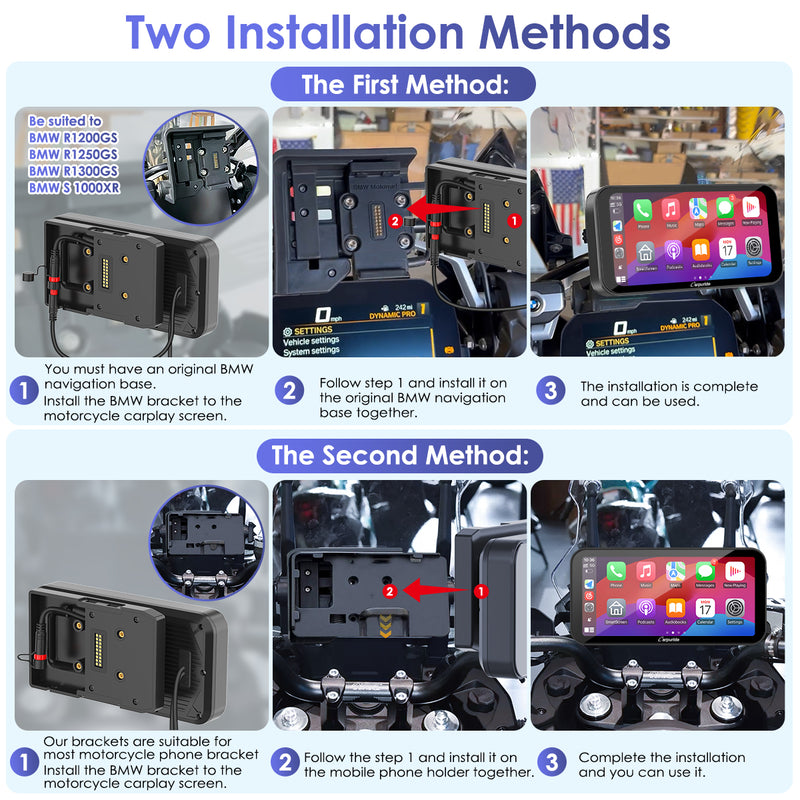 Carpuride W603B Wireless Portable Motorcycle Stereo with BMW Motorcycles Bracket