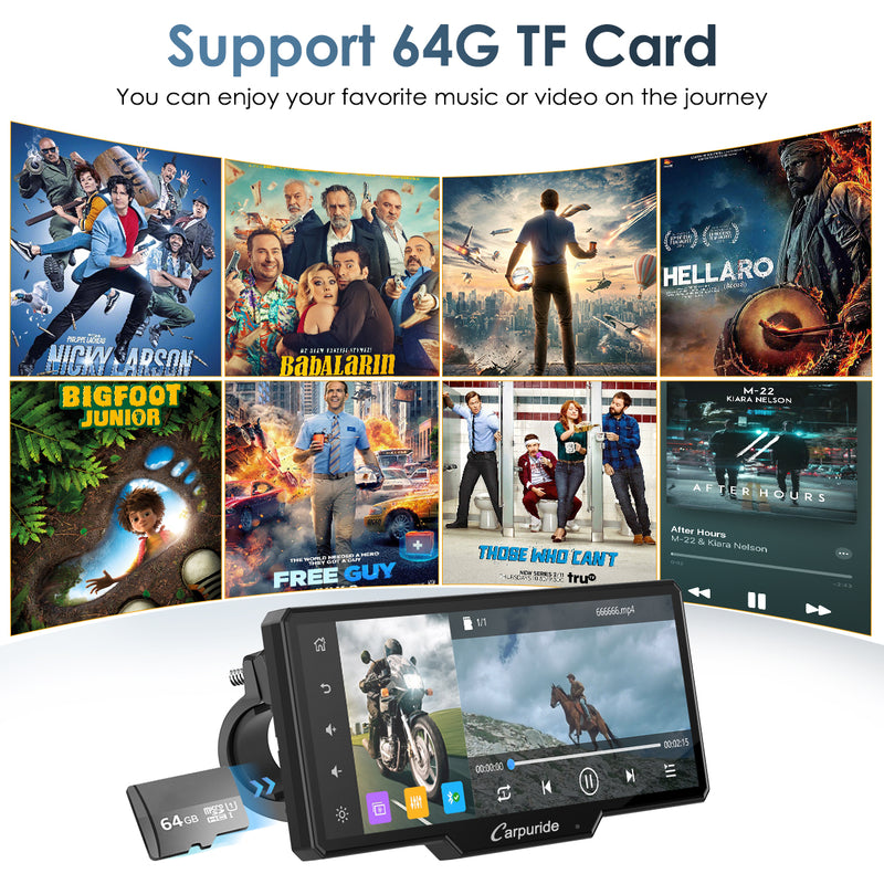 support 64G TF card, enjoy your favorite music or video on the journey