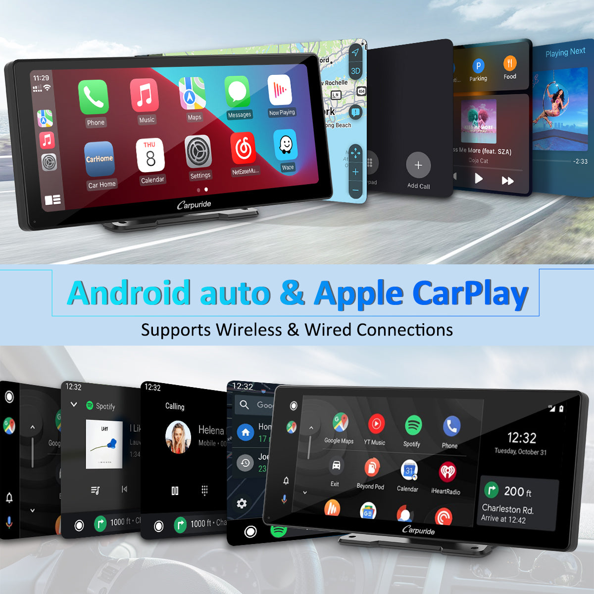 Car Radio with Apple CarPlay & Portable GPS for Car | Carpuride W103 Pro