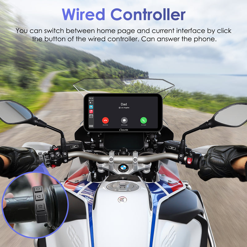 Carpuride W603B Wireless Portable Motorcycle Stereo with BMW Motorcycles Bracket